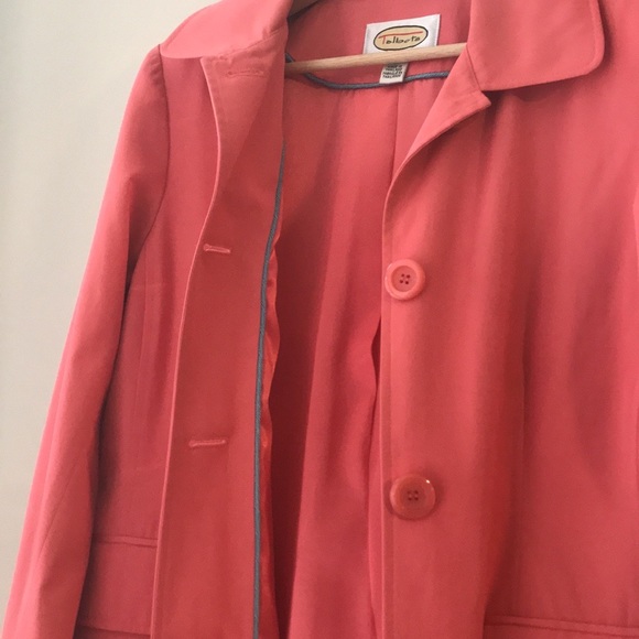 Talbots Coral Button Up Rain Trench Coat Size M - Picture 9 of 17